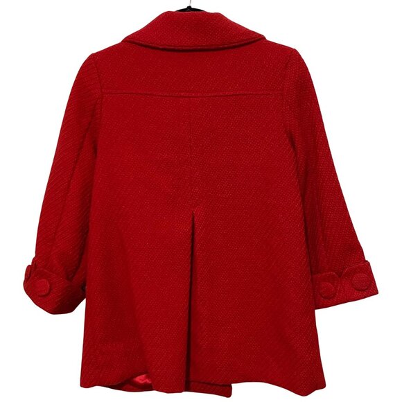 Retro Double Breasted Womens Big Button Jacket Coat M Red Bold Color Preppy Wool - Picture 6 of 11